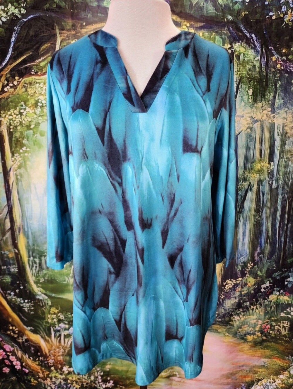 🔥🪶 Blue Feather Naturecore Hippie Chic Fairycore Tunic Top NWT Size L/XL